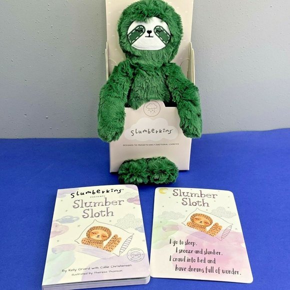 Slumberkins Slumber Sloth Kin Emerald Green Silky Affirmation Card Book New - Picture 1 of 4